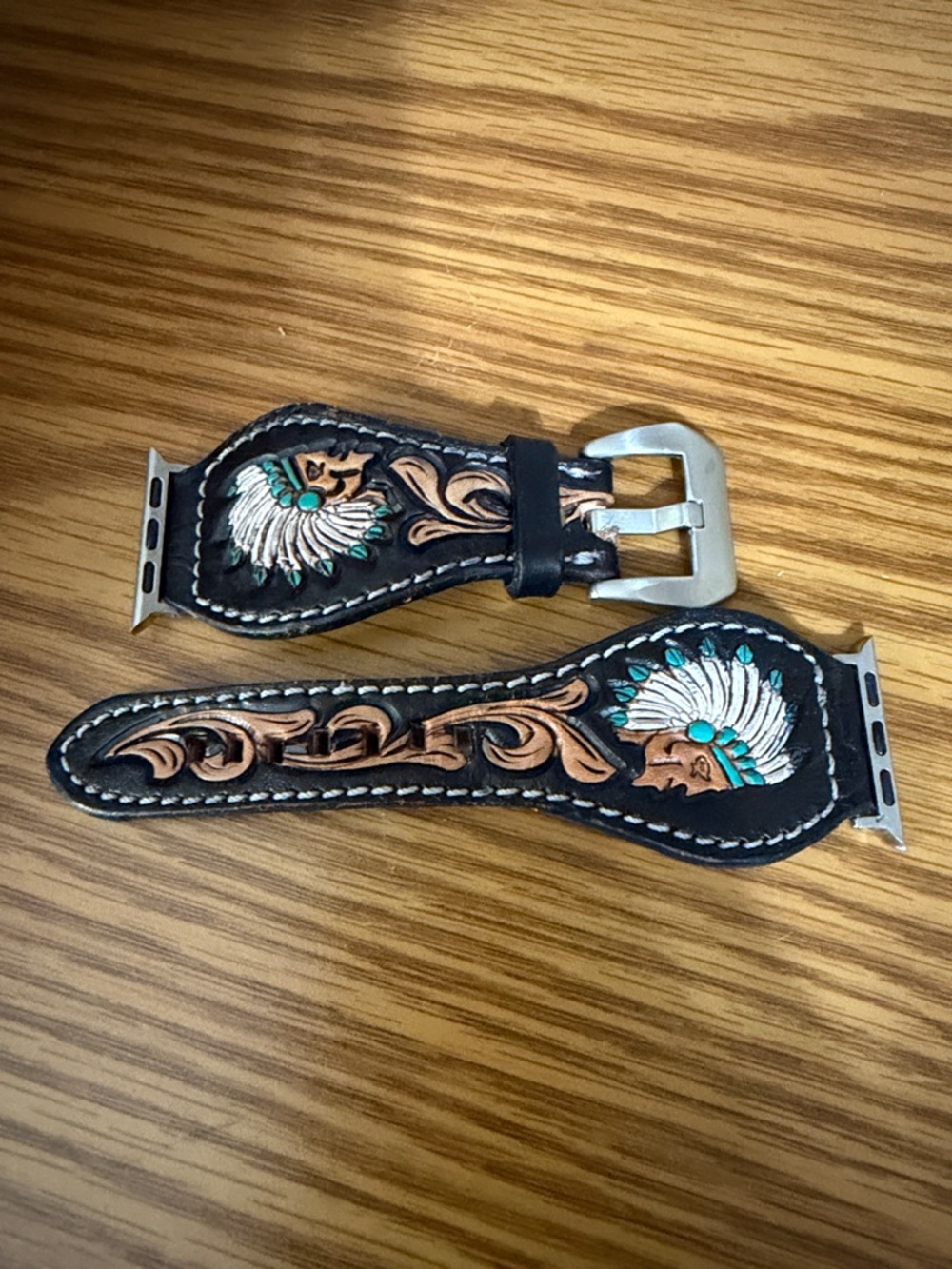 Leather Tooled Apple Watch Band